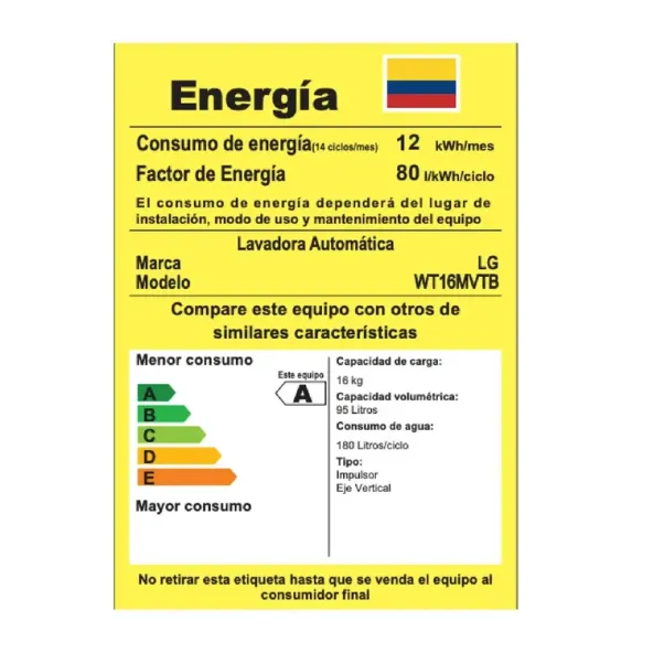 Lavadora LG Carga Superior 16KG WT16MVTB Negro