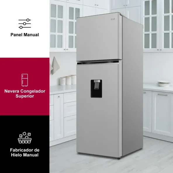 Nevera LG No Frost Congelador Superior 334 Litros Brutos VT34WGPX Gris