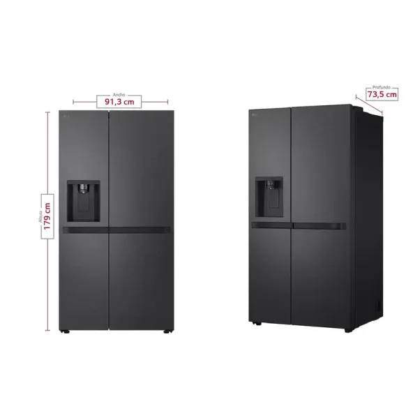 Nevecón Side by Side 638 Litros Smart Inverter Negro Mate GS66SPM