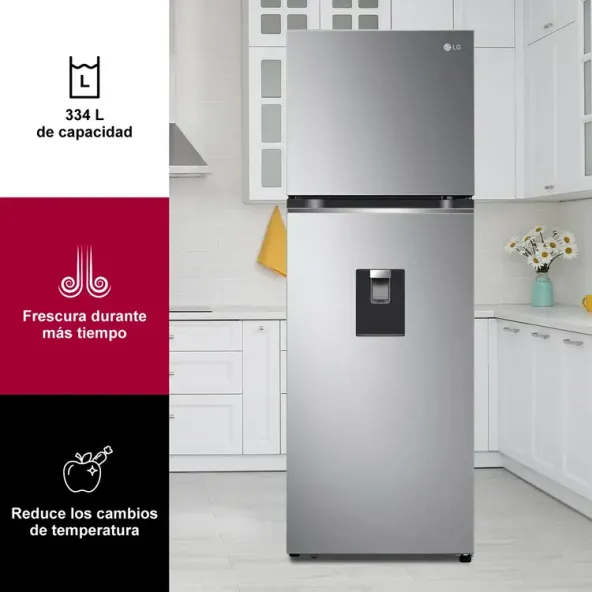 Nevera LG No Frost Congelador Superior 334 Litros Brutos VT34WGPX Gris
