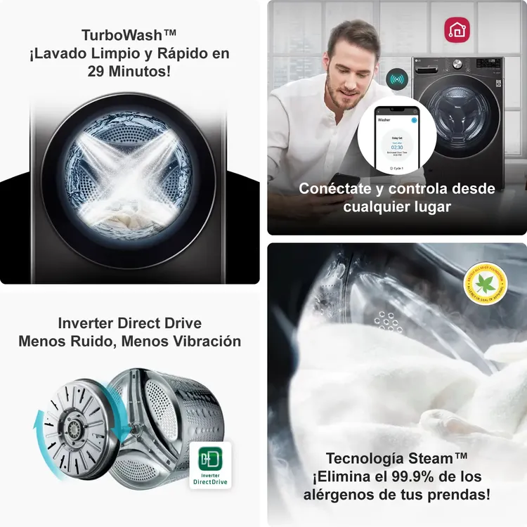 Lavadora LG Carga frontal 22 KG WM22VV26R