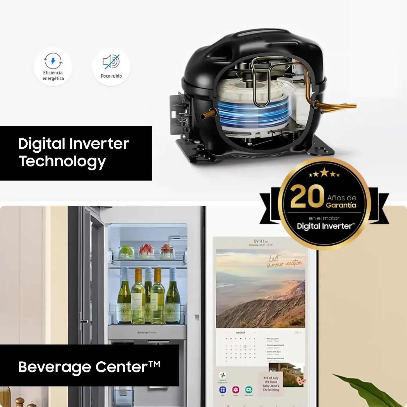 Nevecón SAMSUNG Family Hub™ BESPOKE Tipo Europeo 809 Litros RF29DB995012CO Blanco