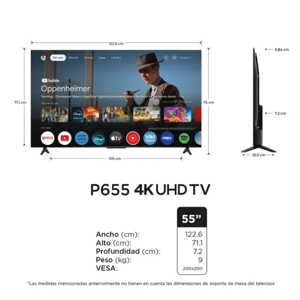TV TCL 55" 55P655 4K-UHD LED Smart TV Google