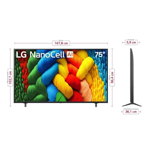 TV LG 75"  75NANO80 4K-UHD NanoCell Smart TV Con IA