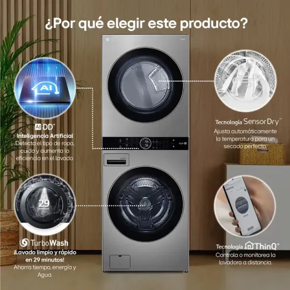 Torre de lavado - Washtower WK22VS6P - 22 kg lavadora / 22 kg secadora